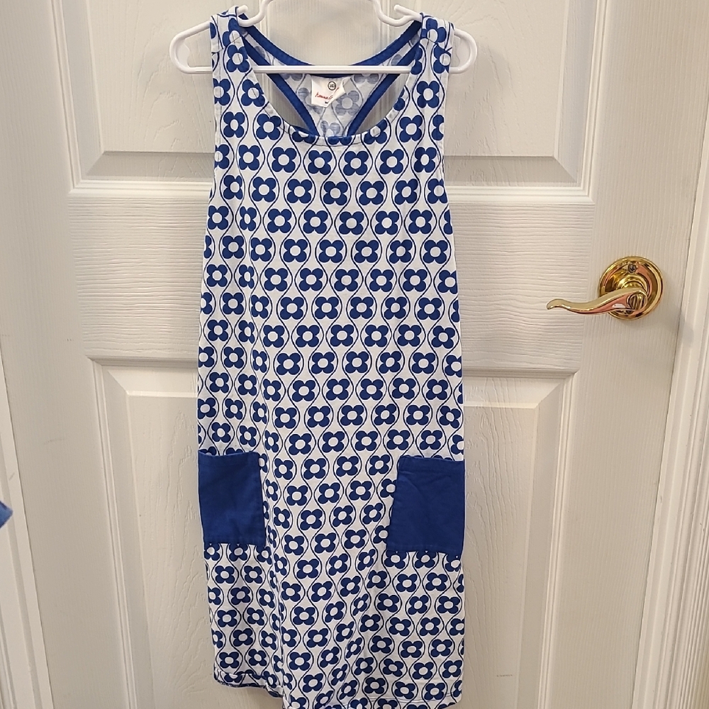 Hanna Andersson Blue and White Sleeveless Halter Sundress